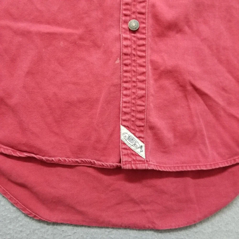 Levis Shirt Mens Medium Red Casual Button Up Long Sleeve Pockets Cotton‎